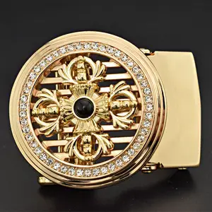 Vente en gros boucles de ceinture autolock automatiques avec abeille rotative en strass de cristal de largeur intérieure de 35mm, boucles de ceinture personnalisées