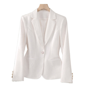 Ivory Blazer Women Solid Color Polyester Worsted Anti-Wrinkle Suit Top Spring Autumn 2025 - Product Image 5