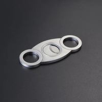 Couteau à cigares pliable en acier inoxydable lisse avec lames d'affûtage argentées et logo personnalisable, coupe-cigares métallique en forme de 8