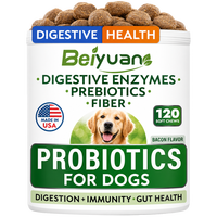 Probiotiques pour chiens, comprimés à mâcher, enzymes digestives, prébiotiques, fibres, soutien digestif et immunitaire, complément alimentaire, 120 unités, toutes races