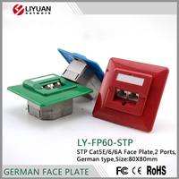 LIYUAN tipo alemán Keystone Jack 80X80 caja de montaje en pared de superficie con placa frontal RJ45 piezas de telecomunicaciones Cat5e Cat6 salida de datos