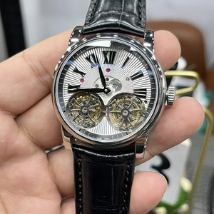 Reloj de Pulsera Mecánico Manual para Hombre, de Alta Gama, con Doble Tourbillon, Resistente al Agua, Esfera Plateada Luminosa, Esqueleto de Precisión - Product Image 2