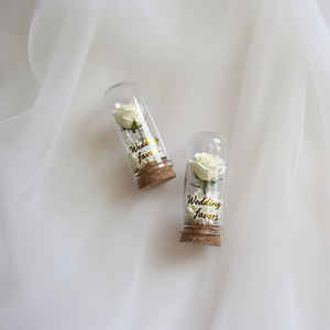 أفضل هدايا للحفلات أنبوب زجاجي فارغ من البوروسيليكات العالي مع سدادة فلين، قبة زجاجية على شكل وردة كهدايا وتذكارات لضيوف حفل الزفاف - Product Image 3