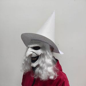 Máscara de bruja blanca con pelo largo, sombrero con capucha de látex, accesorios para disfraz de Halloween - Product Image 2