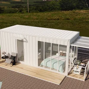 20ft prefabricado contenedor casa de diseño de lujo color blanco con cuarto de baño sala para uso en el hogar