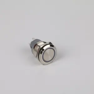 22mm NO + NC LED anneau lumineux étanche goupille de verrouillage en acier inoxydable métal bouton poussoir