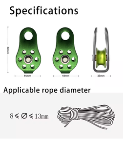Voyage en plein air alpinisme 20KN aluminium Miniature sauvetage simple poulie équipement d'escalade 13mm lanière protection contre les chutes - Product Image 3