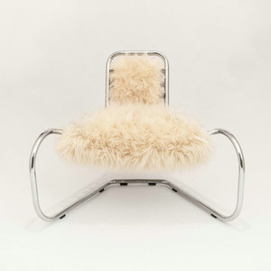 Designer de luxe moderne hall de l'hôtel fauteuil incurvé en fausse fourrure salon de campagne chaises volantes tubulaires en acier inoxydable pour la maison - Product Image 4