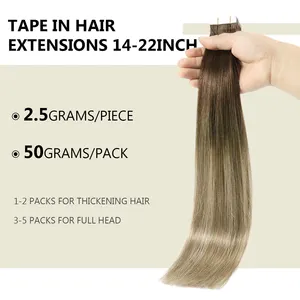 Large Stock No Tangled No Shedding Wholesale Price High Quality 14" To 24"doube Drawn Virgin Tape In Human Hair Extensions