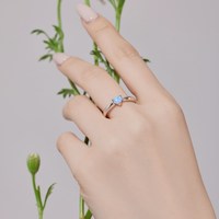 Dylam Minimaliste Femme Bleu Zircon Pierre Anneau Fine Jewelry Charm 925 Sterling Silver Love Heart Anneaux pour Femmes Fille Cadeau