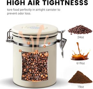 Coffee Canister with Valve & Date tracker Coffee Grounds Beans Canister Stainless Steel Airtight Coffee Canister - Product Image 3
