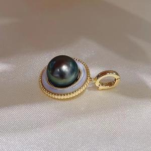 S925 Silver Pendant Accessory DIY 10-11mm Round Bead Necklace with 30934 Empty Holder and Concealer <b>Jade</b> S925 Silver Findings - Product Image 3