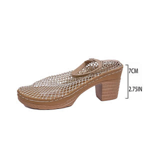 Nouvelles sandales à talon compensé et bride en T, style 2026, ajourées, tendance, incrustées de diamants, sexy, intemporelles, pour femme, hiver, été, printemps - Product Image 5