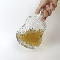 Bouteille d'alcool en verre en forme de guitare gravée de nombreux bords 700ml