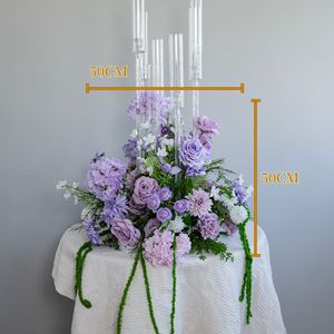 L-R115 Nuova Collezione Serie <span class=keywords><strong>Monet</strong></span>, Set Floreale con Finitura Viola, Fiori Artificiali per Arco Nuziale, Sfondo e Decorazione del Palco - Product Image 5