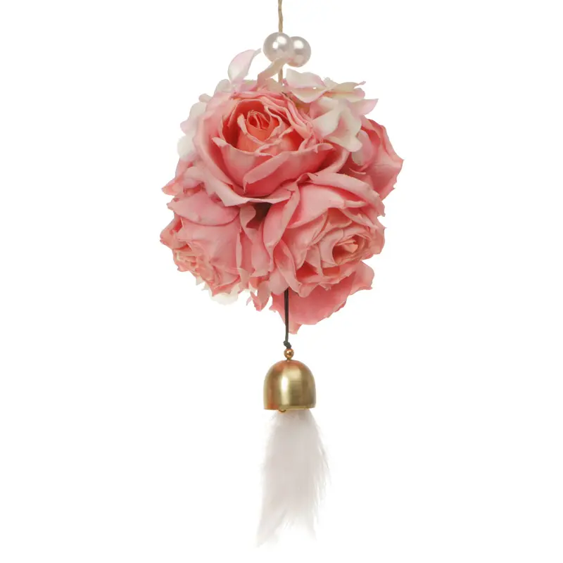 नई डिजाइन रचनात्मक कृत्रिम गुलाब गेंद मोती घंटी सनी के साथ रस्सी फूल शादी दुल्हन के लिए