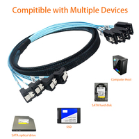Cable de Extensión para Disco Duro de 90 Grados, 4 SATA 3.0, Mini 4 SATA 3.0, 7 Pines, Adaptador para Placa Base de Computadora, con Blindaje Trenzado