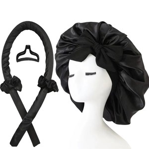 Vente en gros d'usine, bandeau pour cheveux à ondulations magiques douces, ensemble de bigoudis sans chaleur, rouleau à cheveux en soie pour dormir avec bonnet en satin - Product Image 6