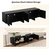 Meuble TV contemporain en bois grainé vintage avec portes ondulées, compatible avec les téléviseurs de 75 pouces, console multimédia pour salon, rangement, base robuste