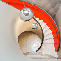 DAIYA escalier intérieur avec semelle en bois escalier incurvé rampe tubulaire en acier inoxydable
