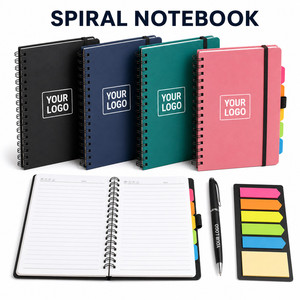 Custom Logo Spiral Notebook with Pen and Sticky Tabs Set <b>A5</b> Hardcover Business Stationery for Corporate Gift Office Supplies - Product Image 1
