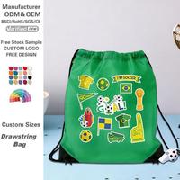 Sac promotionnel personnalisé en polyester 210D avec cordon de serrage, vert, pour ballon de football, athlétisme, 2026, en guise de cadeau promotionnel