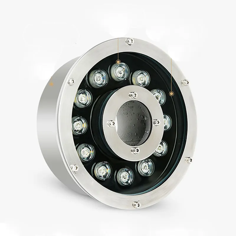 التجارية IP68 24V 9W 12W 18W دونات نوع LED مضاءة شلال العائمة بركة فوهة نافورة مياه شمعة ضوء داخل التحكم