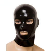 Masque en latex pour adulte avec fermeture éclair, 100% imperméable, couvre-chef BDSM pour soirée dansante, fétiche SM, masque sexuel noir