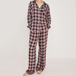 Ensemble <span class=keywords><strong>pyjama</strong></span> en <span class=keywords><strong>flanelle</strong></span> à manches longues, chemise de nuit boutonnée et <span class=keywords><strong>pantalon</strong></span> rayé, <span class=keywords><strong>pyjama</strong></span> deux pièces pour <span class=keywords><strong>femme</strong></span>, ensemble de vêtements de détente personnalisés pour <span class=keywords><strong>femme</strong></span> - Product Image 5