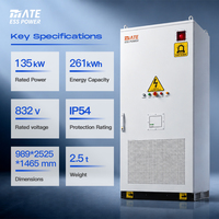 Système de stockage d'énergie tout-en-un MATE BESS 261 kWh 135 kW avec chargeur rapide, réduction de crête de puissance et armoire de batterie LFP pour station de recharge de véhicules électriques