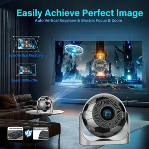 Projecteur LCD LED de poche JY360 à courte focale, 160 lumens ANSI, 720p natif, 4K max, Android 13 intégré, 3D, projecteur portable pour la maison - Product Image 3