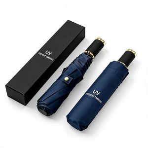 Promotional Brown <b>Folding</b> Umbrella Sombrillas Sunshade Travel Triple Sun Protection UV Custom LOGO Umbrellas for Rain - Product Image 1