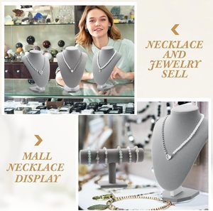 Expositor de Collares de Cuero, Maniquí para Joyería con Base Dorada para Escaparates de Joyerías, Accesorios de Fotografía - Product Image 2