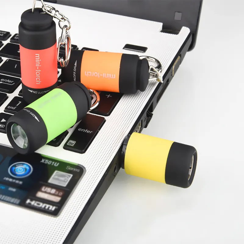 Led Mini Taschenlampen Licht USB wiederauf ladbare tragbare Taschenlampe Schlüssel bund Taschenlampe Wasserdichtes Licht Wandern Camping Taschenlampen