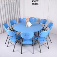 Table de banquet d'extérieur au design moderne en vente chaude, ensemble de table ronde pliable en plastique pour 10 personnes, pour hôtel, entrée, villa, mariage, fête