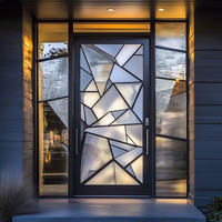 Porte en verre avec cadre en acier sur mesure, verre décoratif à motifs en plomb pour entrée intérieure