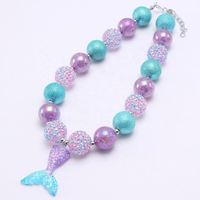 Joyería de moda Popular colorido gran cuenta aleación tres esmalte Color sirena cola encanto Collar para niños