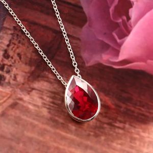925 Sterling Silver 12x8mm Flawless Blood Red Pear Cut <b>Ruby</b> Women's Engagement Ring Classic Style Handmade Shama Gems Jewels - Product Image 3