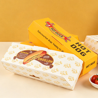 Boîte à hot-dogs rigide personnalisée avec logo imprimé, en gros, prête à l'emploi, en papier kraft anti-graisse, prix fabricant