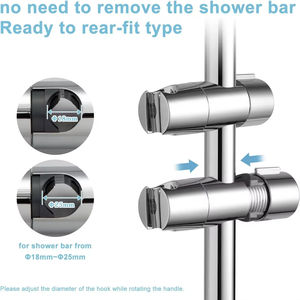Support de pomme de <span class=keywords><strong>douche</strong></span> à main réglable de 18 à 25mm de diamètre Pince coulissante de remplacement détachable pour barre coulissante universelle pour salle de bain ABS - Product Image 4