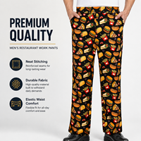 Pantalones de Chef Profesionales con Estampado Personalizado, Pantalones de Trabajo para Cocina de Restaurante, Transpirables, con Cintura Elástica, Uniforme para Servicio de Alimentos