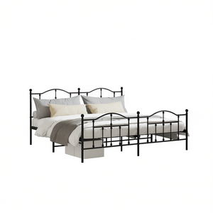 Base de Cama Doble de Acero con Recubrimiento de Polvo Negro, Tamaño Completo, Mueble de Dormitorio de Metal Tradicional - Product Image 1