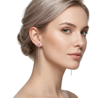 EX27 925 Anting Perak Sterling Berbentuk Hati dengan Rumbai, Anting Niche Mewah Terbaru yang Populer untuk Wanita