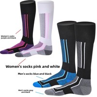 WRELS Chaussettes de ski unisexes à fond épais en tissu éponge, chaussettes de ski chaudes pour l'hiver, chaussettes longues pour la randonnée en plein air, chaussettes à séchage rapide résistantes au froid