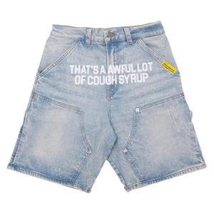 Shorts en jean streetwear pour hommes avec impression de lettres 'THAT'S A AWFUL LOT OF COUGH SYRUP', style Hip Hop, coupe ample - Product Image 2