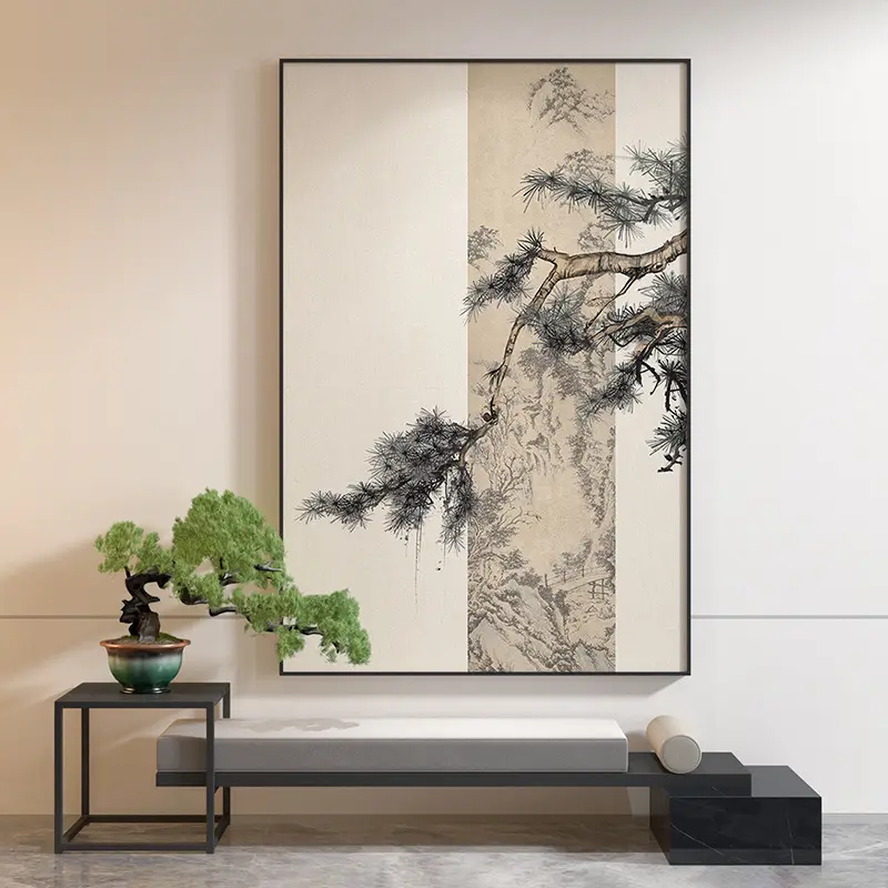 ใหม่สไตล์จีนระเบียงคริสตัลพอร์ซเลนภาพวาดผนังกรอบศิลปะต้อนรับแขกห้องนั่งเล่นสนศึกษาตกแต่งห้องชา