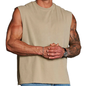 Camiseta sin Mangas para Hombre, Cuello Redondo, Color Sólido, Transpirable, Algodón, Corte Regular, Ropa Casual, Alta Calidad, Logotipo Personalizado - Product Image 1