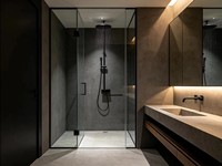Porte coulissante en verre trempé avec cadre en aluminium, porte de séparation en verre pour salle humide et zone humide