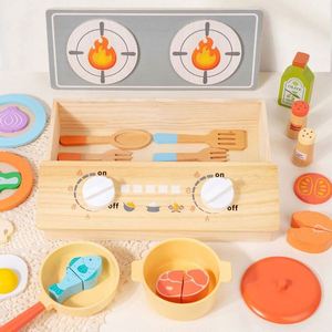 Ensemble de cuisine en bois pour enfants, casseroles, poêles, assiettes, jouet éducatif pour la cuisine, design créatif et mignon pour les tout-petits, garçons et filles de 3 ans et plus - Product Image 1