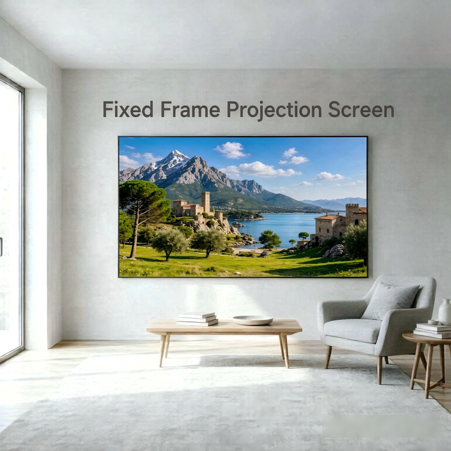 165 Inch 4:3 Fixed Frame Projection Screen Ultra-wide View for Museum Public Theme Knowledge Briefing Projector Screens